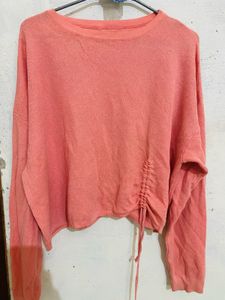 Oversize Peach Sweater Cum Top