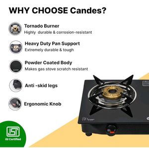 Candes Glass Gas Stove 2 Burners