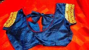 Saree Double Colour With Blouse Beautiful Looking