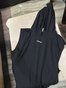 Black Sleeveless Hoodie