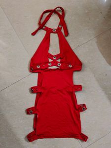 Red Halter cosplay lingerie dress