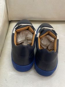 Stylish Blue &amp; White Leather Sneakers