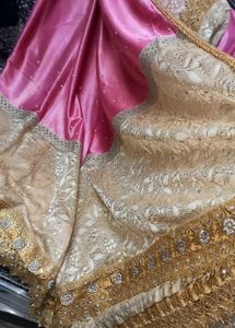 Elegant Pink & Gold Saree