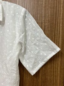 MANGO white Lace Crop Shirt for Women