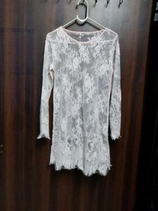Lace Long Sleeve Mini Dress
