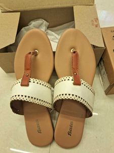 White &amp; Brown Thong Sandals