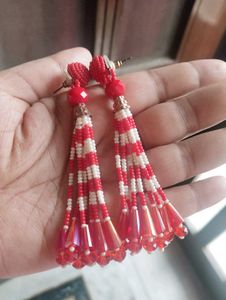 Red &amp; White Beads Earrings