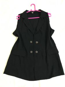 Black Sleeveless Blazer Fits S-M
