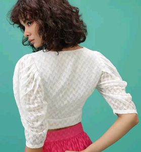 Puff Sleeve White Top