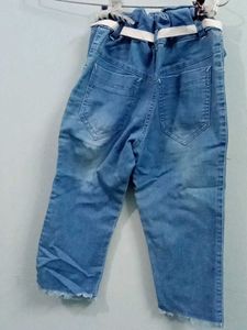 Cute Girls Clothing Set white shirt blue denim jea