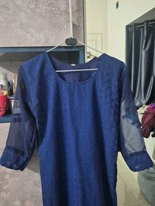 Blue Chikankari Print Kurta