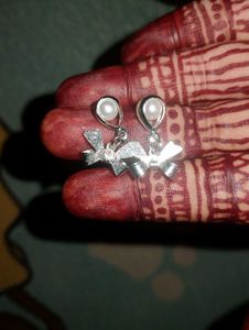 Pearl Bow Drop Earrings