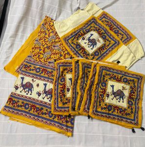 Bedsheet, 2 Bolster Covers, 5 Cushion Covers