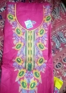 Pink Embroidered Dress Material