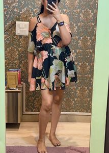 Korean Womeness  Off Shoulder Floral Sun Dress