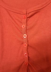 SSS Orange Button Up Crop top