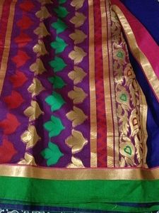 Elegant Blue Saree Kotta Jaali With Blouse Piece