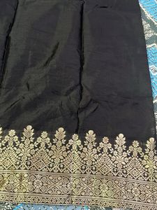 Black &amp; Gold Embellished Banarsi Salwar Kameez