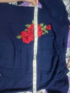 Navy Blue Dress With Rose Detailing