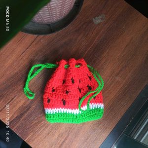 Watermelon Crochet Pouch