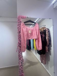 Pink Printed Crop Top