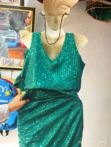 Green Sequin Saree