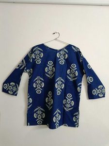 Blue Floral Print Tunic Top