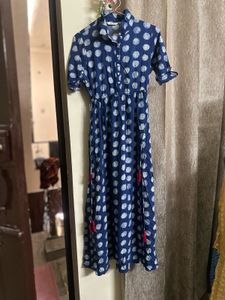 Blue Polka Dot Maxi Dress