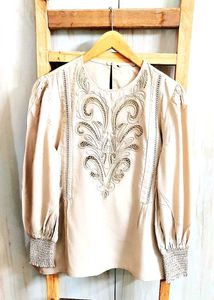 Elegant Embroidered Baige Top si,e-42