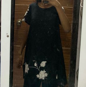 Floral Black Top