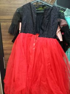 Black And Red Gown Frock