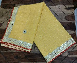 Yellow Saree With Gotta Patti Work