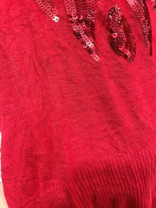 Red Sequin Embellished Sweater B