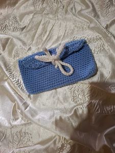 Blue Crocheted Clutch