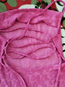 Salee🪅Pinteresty Criss Cross Back Pink Dress