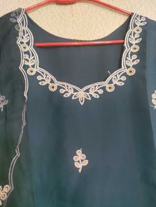 Teal Embroidered Kurti