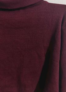 Turtle Neck Burgundy Lace-Up Crop Top Sweater