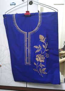 Blue- Cream Unstitch Kurta Salwar Set