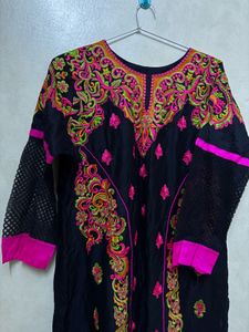 Black Kurta with Multicolour Embroidery | Brand Ne