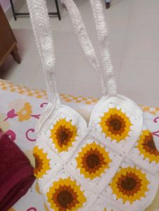 Sunflower Crochet Tote Bag