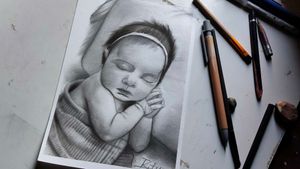 baby potrait sketch draw