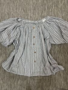 Puff Sleeve Blouse With Front Buttons