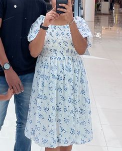 Floral Printed Puff Sleevs Dress