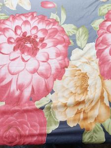 Grey Floral Double Bedsheet With 2 Pillow Covers