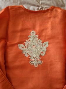 Orange Embroidered Kurti