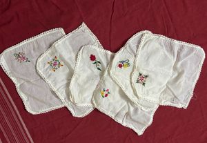 Vintage Embroidery Handkerchief Set of 6