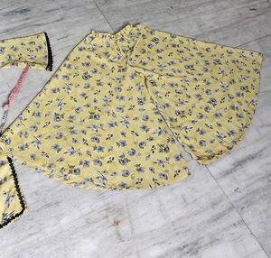 Floral  circular plazo with Pakistani sleeve