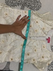 Biba Off White Kurta With Dupatta