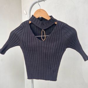 Cutout Ribbed Knit Top
