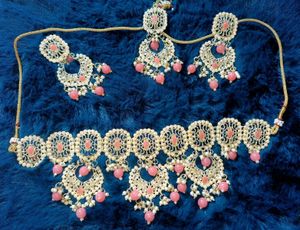 Elegant Pink & Gold Jewelry Set